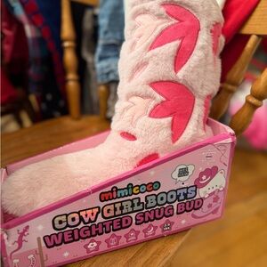 MIMI & COCO Pink and Red Cowgirl Boot-weighted Snuggle pillow